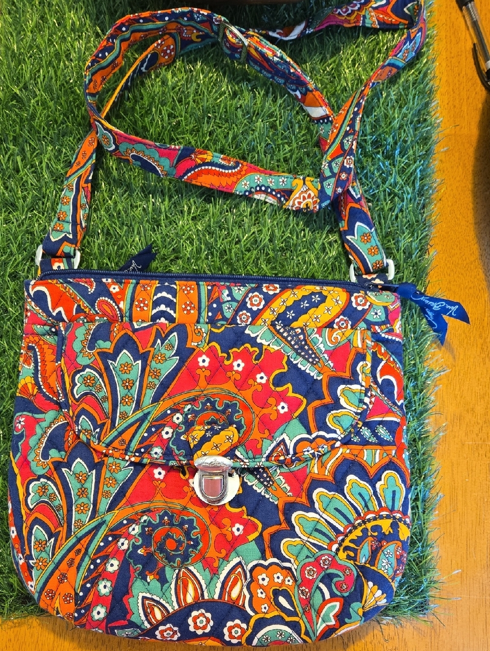 Vera Bradley Navy Multi Paisley Quilted Crossbody